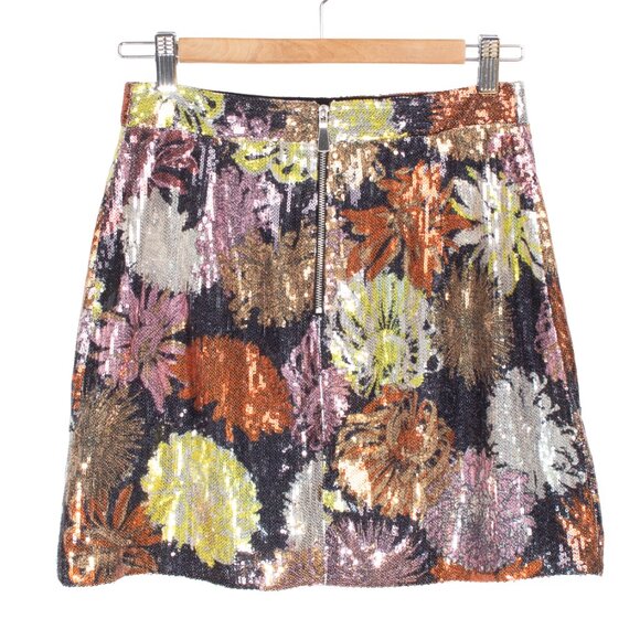 Zara Floral Multicolor Sequin Mini Skirt Small NWOT - Picture 6 of 11